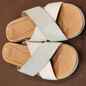Women's UGG baby blue and white sandals size 5.5